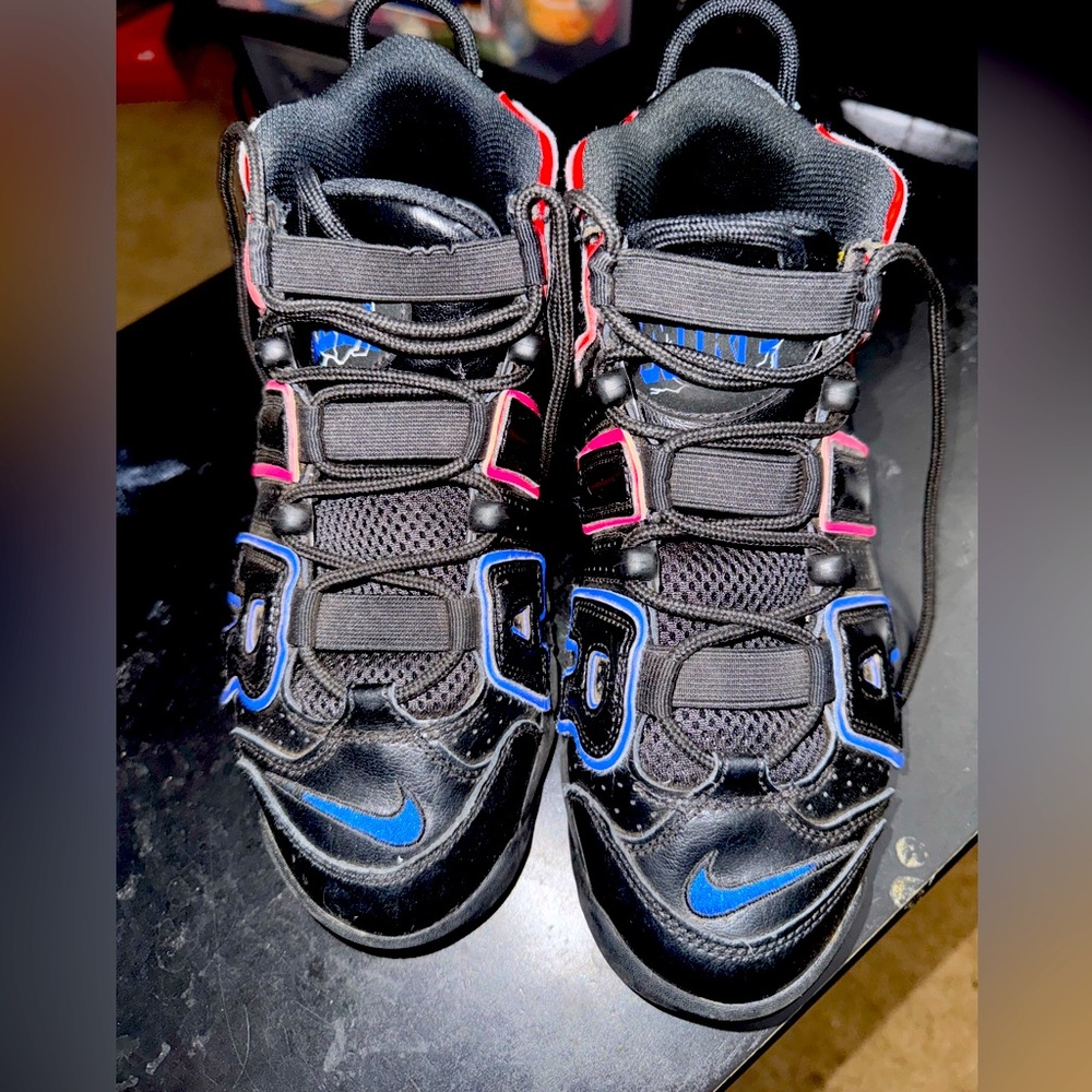 Nike Air More Uptempo GS Black Red Blue Crimson FD1012-001 Size 6.5 youth